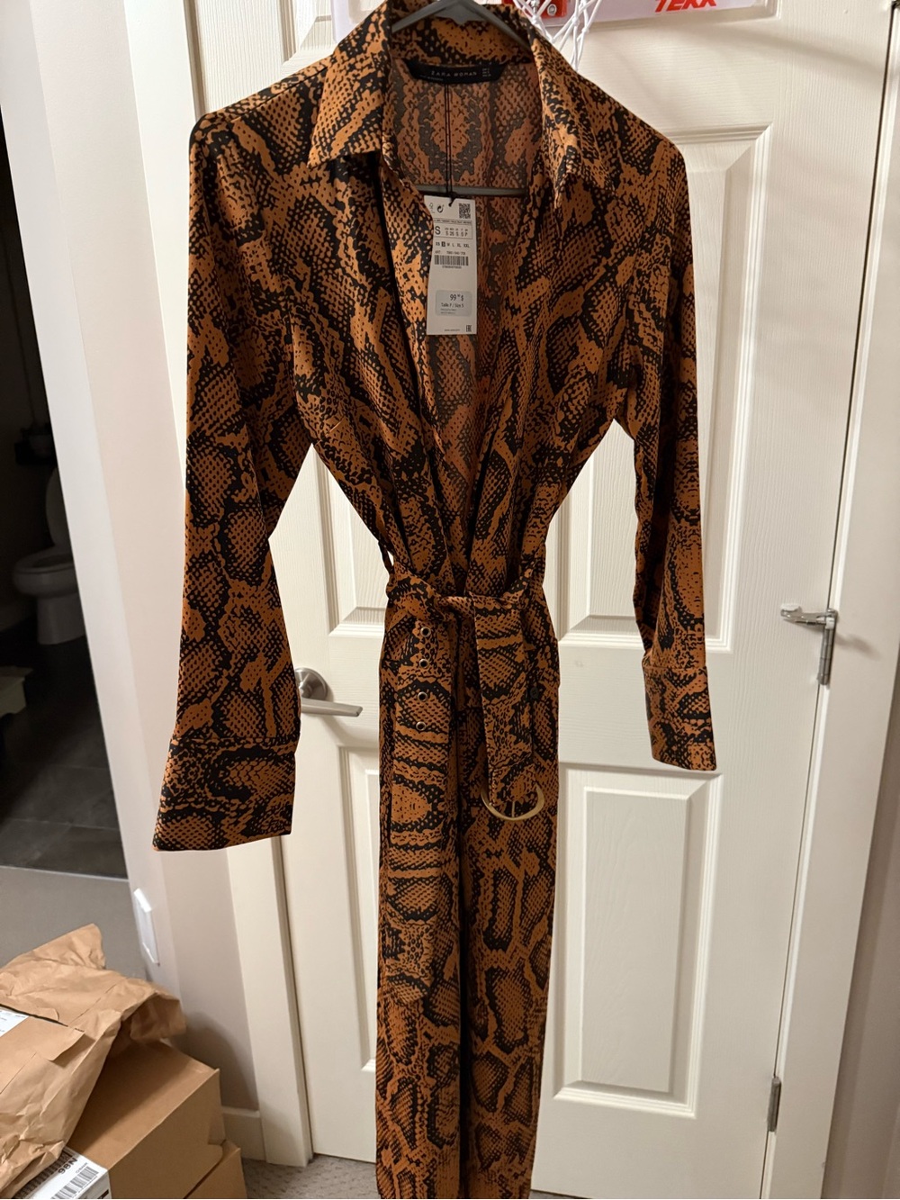 Zara Brown & Black Snake Print Wrap Dress
